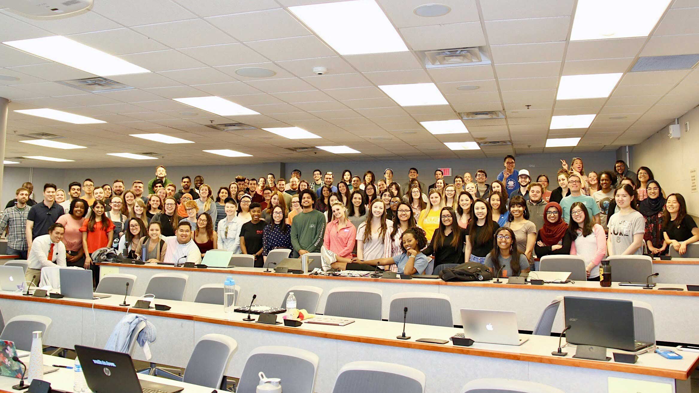 Large group of Pharmacy students in a lecture hall