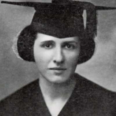 black and white portrait-style photograph of a Hilda Saunders Lewter in a grad cap and gown