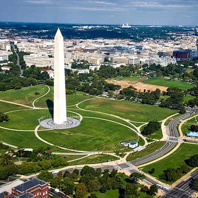 aerial view of the washington monument and surrounding areas in washington d.c.