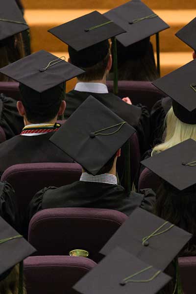 A group of graduation caps.