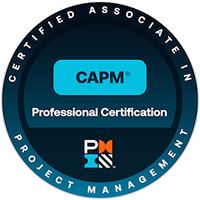 a badge indicating professional certification as a certified associate in project management from the project management institute